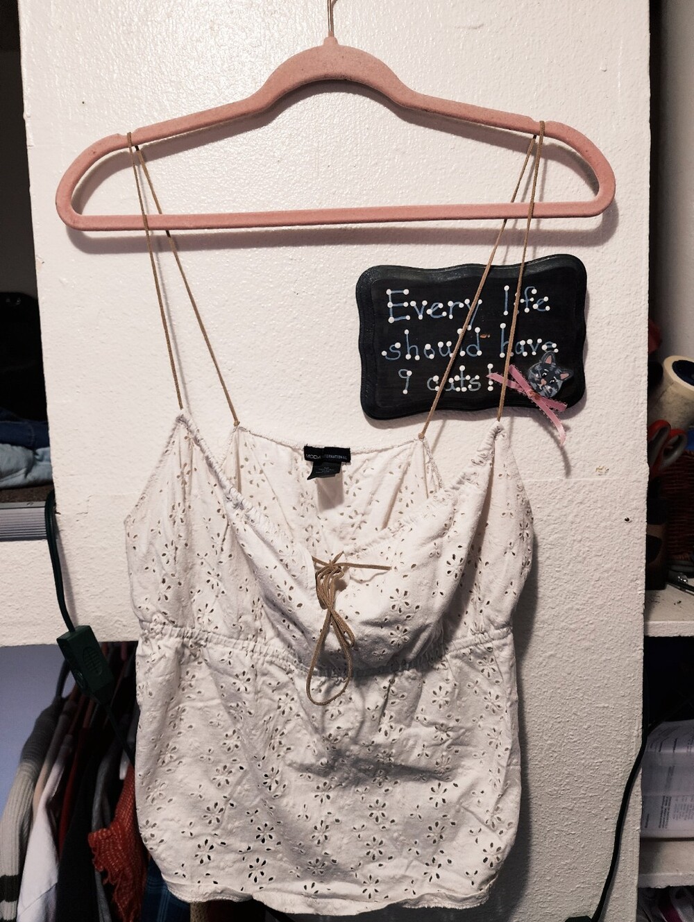WOMEN'S Y2K BOHO STRAPPY TANK - WHITE